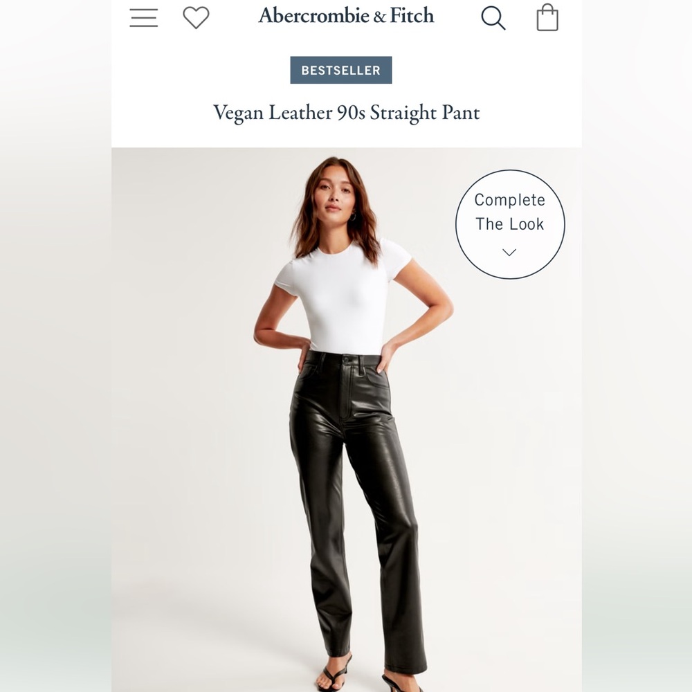 Abercrombie and Fitch the 90’s Straight Ultra High Rise Vegan Leather Pant :)